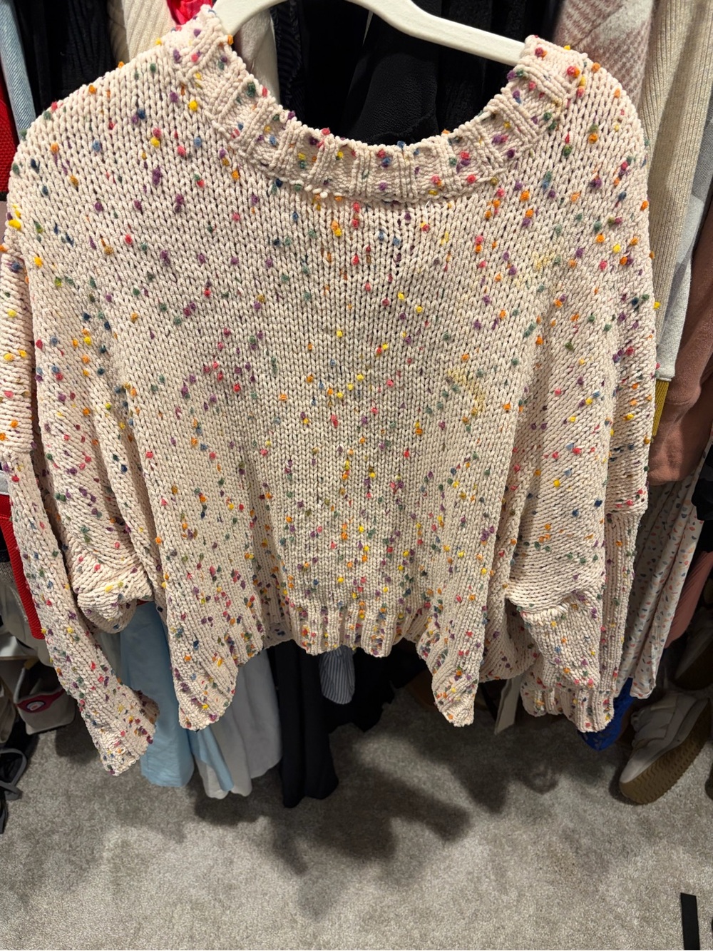 Confetti Speckle Cream Crewneck Sweater